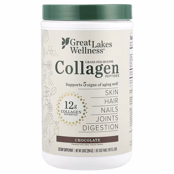 Great Lakes Wellness, Grass-Fed Bovine Collagen Peptides, Chocolate, 10 oz (284 g)