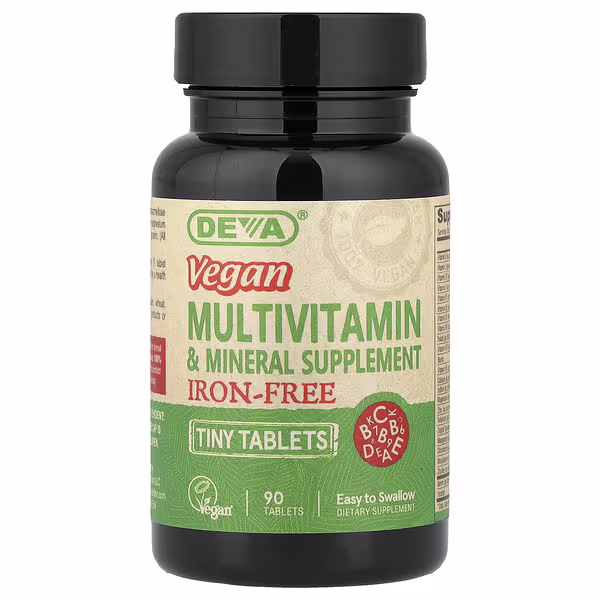 Deva, Vegan Multivitamin & Mineral Supplement, Iron-Free, 90 Tablets