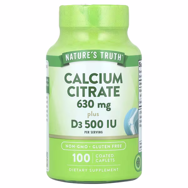 Nature's Truth, Calcium Citrate Plus D3, 100 Coated Caplets