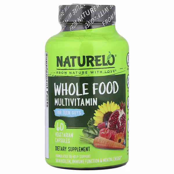 NATURELO, Whole Food Multivitamin For Teen Guys, 60 Vegetarian Capsules
