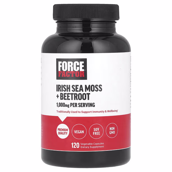 Force Factor, Irish Sea Moss + Beetroot, 120 Vegetable Capsules