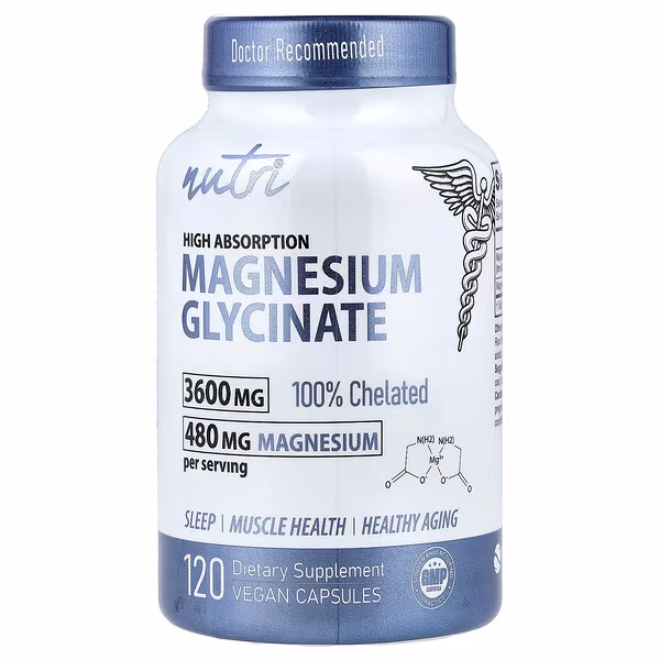 Nutri, Magnesium Glycinate, High Absorption, 120 Vegan Capsules (900 mg per Capsule)