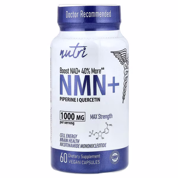 Nutri, NMN+, Max Strength, 60 Vegan Capsules