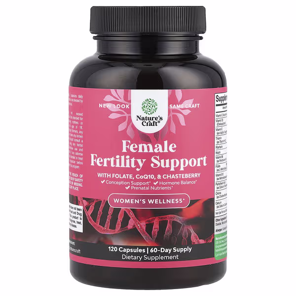 Nature's Craft, Women's Wellness, Female Fertility Support with Folate, CoQ10, & Chasteberry, 120 Capsules