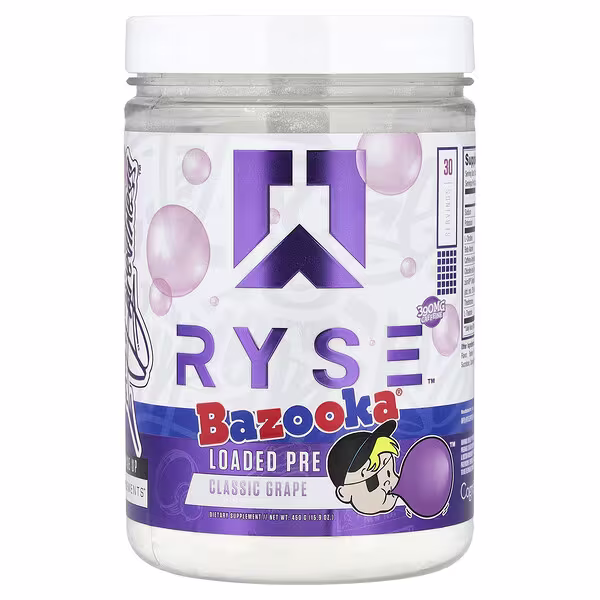 RYSE, Loaded Pre, Bazooka® Classic Grape, 15.9 oz (450 g)