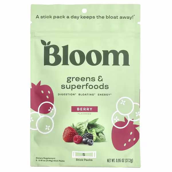 Bloom, Greens & Superfoods, Berry , 5 Stick Packs, 0.19 oz (5.44 g) Each