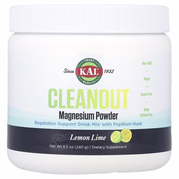 KAL, Cleanout Magnesium Powder, Lemon Lime, 8.5 oz (240 g)