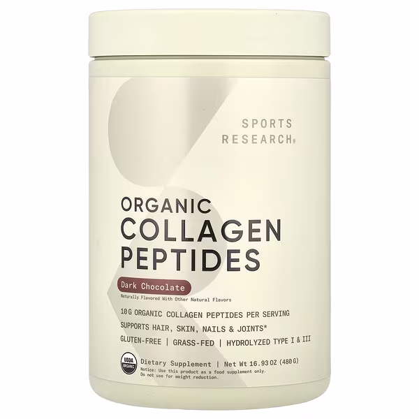 Sports Research, Organic Collagen Peptides, Dark Chocolate, 16.93 oz (480 g)