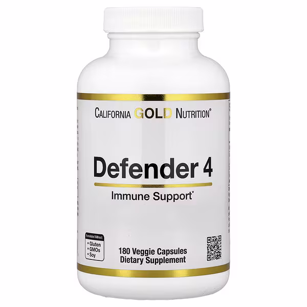 California Gold Nutrition, Defender 4, with Vitamin C, Vitamin D, Zinc & Selenium, 180 Veggie Capsules