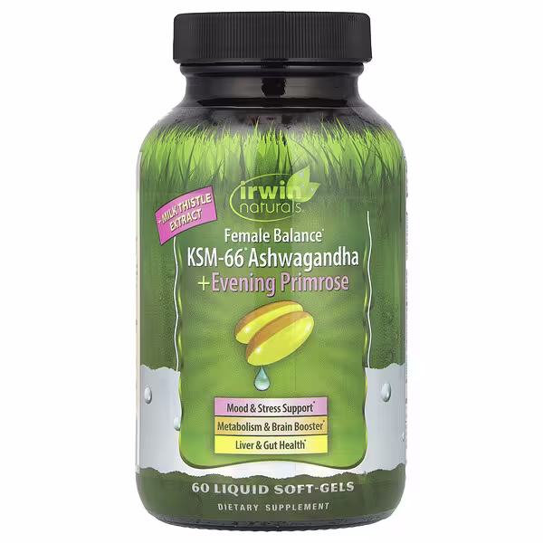 Irwin Naturals, Female Balance, KSM-66® Ashwagandha + Evening Primrose, 60 Liquid Soft-Gels