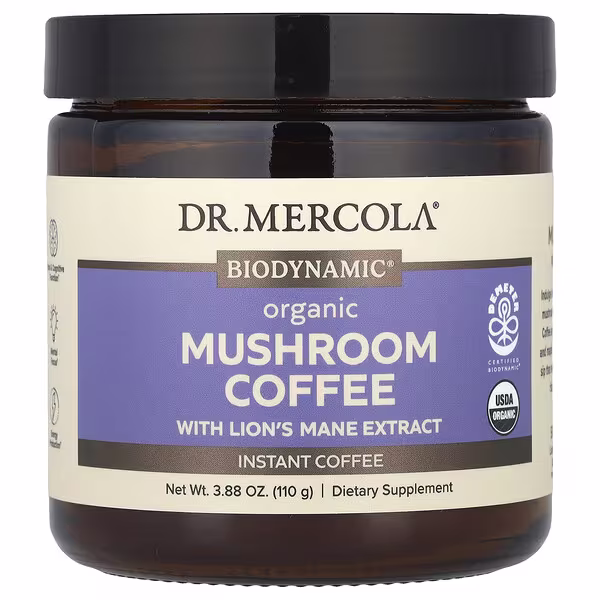 Dr. Mercola, Organic Mushroom Coffee with Lion's Mane Extract, Instant , 3.88 oz (110 g)
