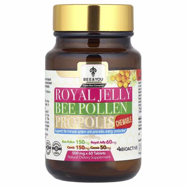 Bee & You, Royal Jelly Bee Pollen Propolis Chewable, 60 Tablets
