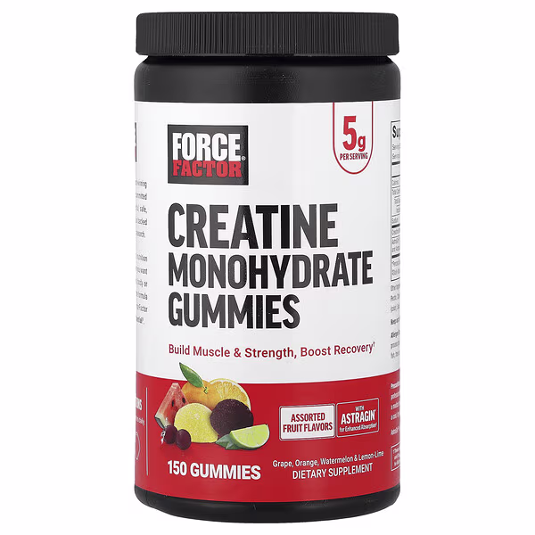 Force Factor, Creatine Monohydrate Gummies, Assorted Fruit, 150 Gummies