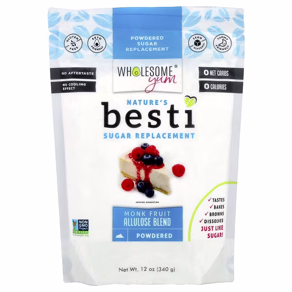 Wholesome Yum, Besti, Powdered Sugar Replacement, Monk Fruit Allulose Blend, 12 oz (340 g)