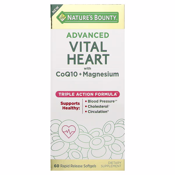 Nature's Bounty, Advanced Vital Heart with CoQ10 + Magnesium , 60 Rapid Release Softgels