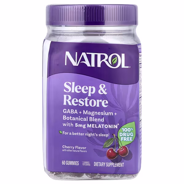 Natrol, Sleep & Restore Gummies with 5 mg Melatonin, Cherry, 60 Gummies