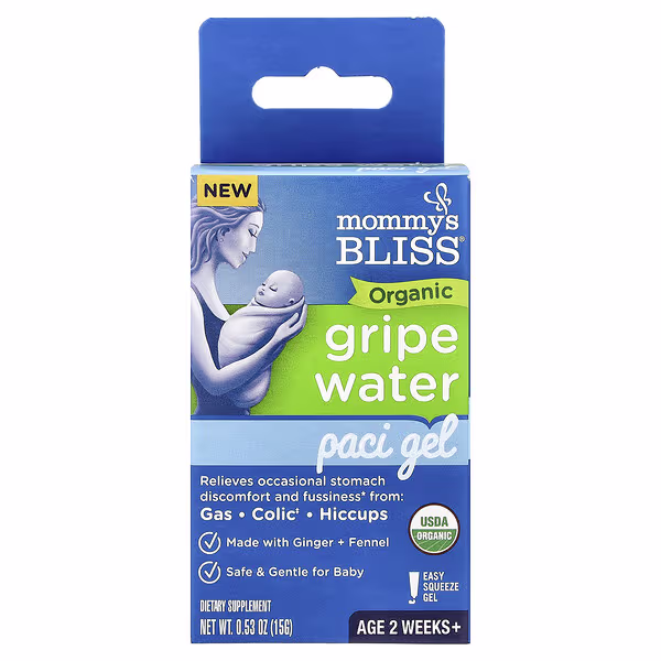 Mommy's Bliss, Organic Gripe Water, Paci Gel, Age 2 Weeks+, 0.53 oz (15 g)