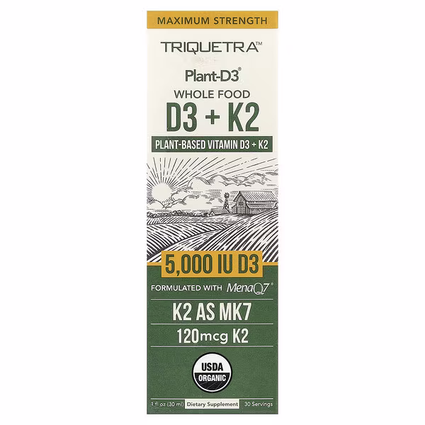 Triquetra Health, Plant-D3® Whole Food D3+ K2, Maximum Strength, 1 fl oz (30 ml)