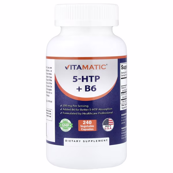 Vitamatic, 5-HTP + B6, 240 Vegetable Capsules
