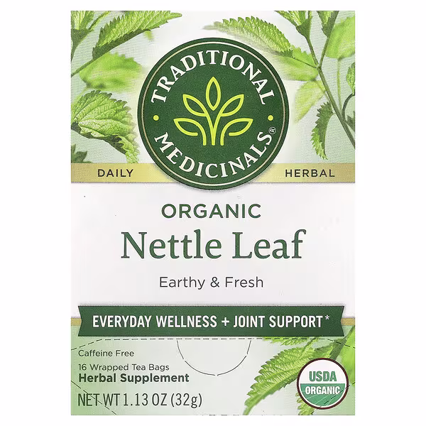Traditional Medicinals, Organic Nettle Leaf, Caffeine Free, 16 Wrapped Tea Bags, 1.13 oz (32 g)