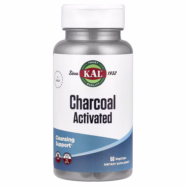 KAL, Charcoal Activated, 50 VegCaps (250 mg per VegCap)