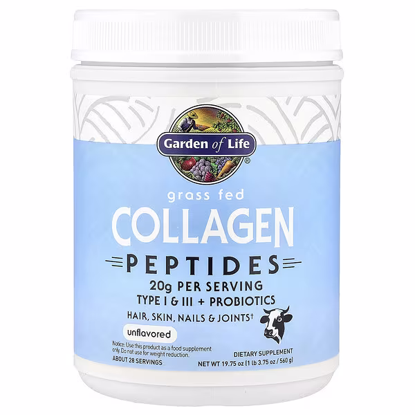 Garden of Life, Grass Fed Collagen Peptides, Unflavored, 19.75 oz (560 g)