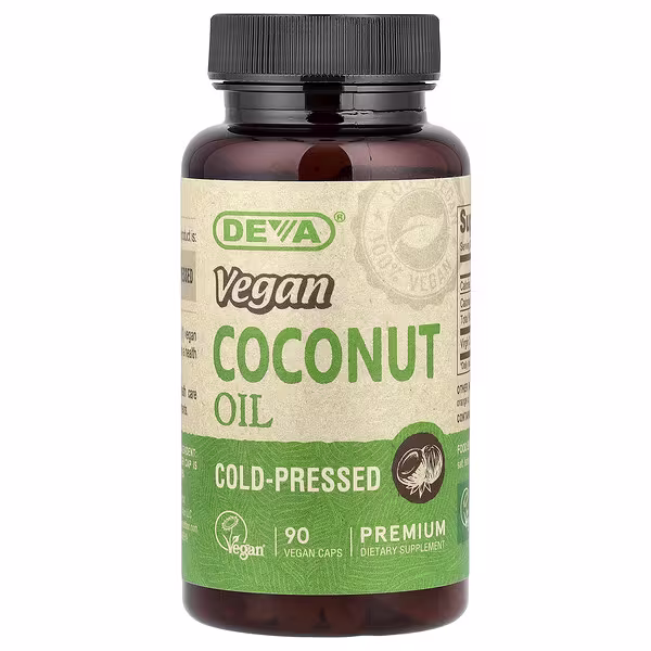 Deva, Vegan Coconut Oil, Cold-Pressed, 90 Vegan Caps (500 mg per Capsule)