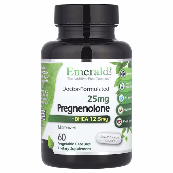 Emerald Laboratories, Pregnenolone + DHEA, 60 Vegetable Capsules