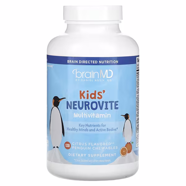 BrainMD, Kids', Neurovite  Multivitamin, Citrus, 120 Penguin Chewables