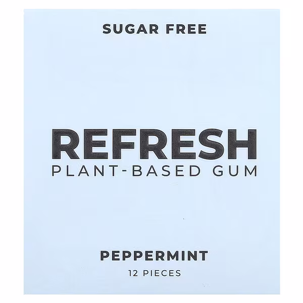 Refresh Gum, Plant-Based Gum, Peppermint, 12 Pieces