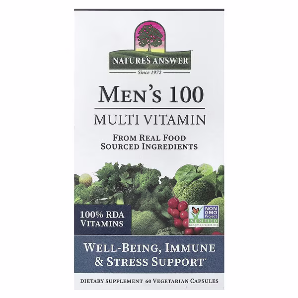Nature's Answer, Men's 100, Multivitamin, 60 Vegetarian Capsules
