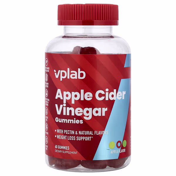Vplab, Apple Cider Vinegar Gummies, Apple, 60 Gummies