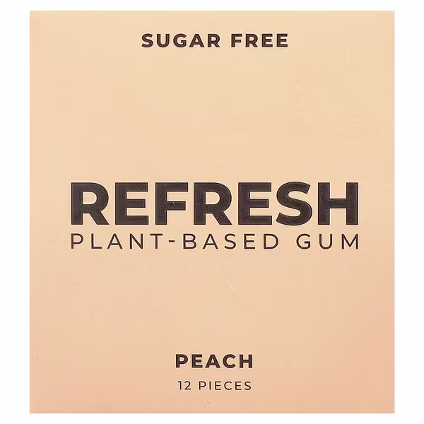 Refresh Gum, Plant-Based Gum, Peach, 12 Pieces