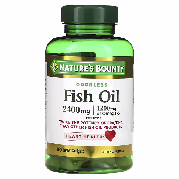Nature's Bounty, Odorless Fish Oil, 90 Coated Softgels (1,200 mg per Softgel)