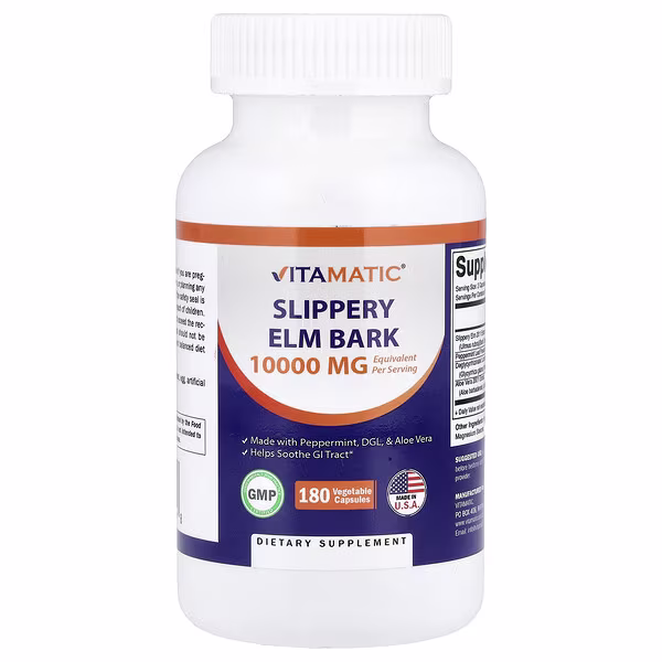 Vitamatic, Slippery Elm Bark, 180 Vegetable Capsules