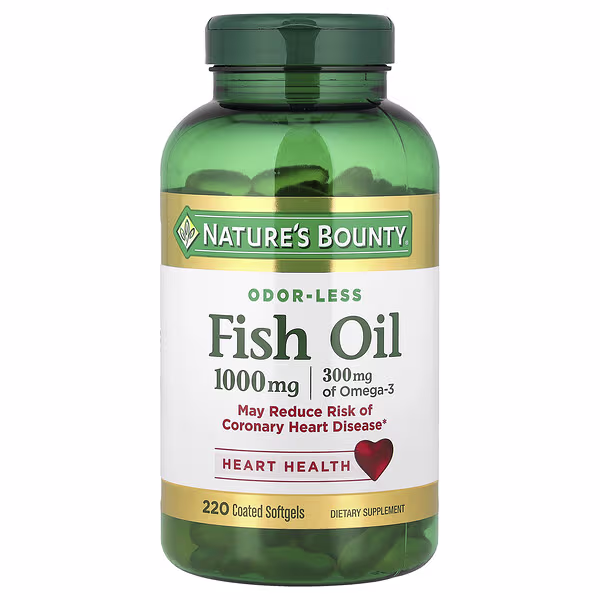 Nature's Bounty, Odor-Less Fish Oil, 1,000 mg, 220 Coated Softgels