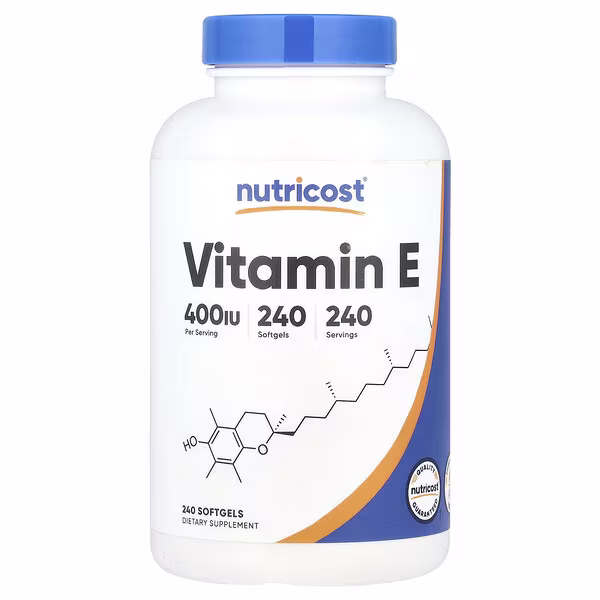 Nutricost, Vitamin E, 180 mg (400 IU), 240 Softgels