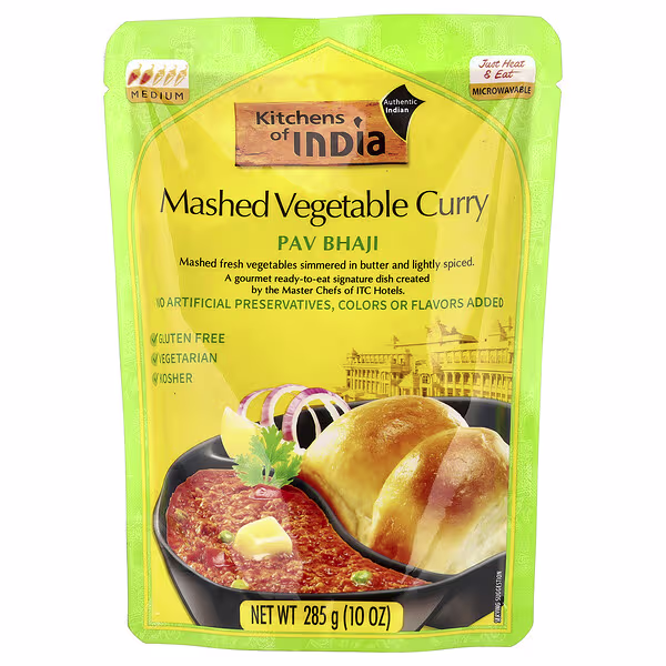 Kitchens of India, Pav Bhaji, Mashed Vegetable Curry, Medium, 10 oz (285 g)