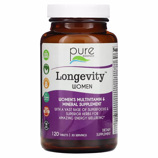 Pure Essence, Longevity Women, Women's Multivitamin & Mineral Supplement, 120 Tablets