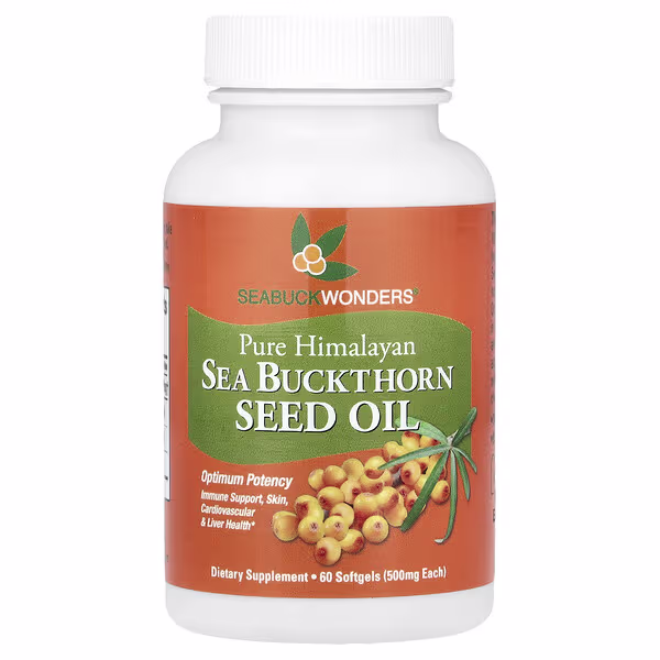 SeaBuckWonders, Sea Buckthorn Seed Oil, 60 Softgels (500 mg per Softgel)