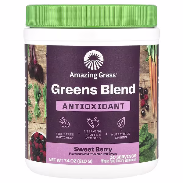 Amazing Grass, Green Blend, Antioxidant, Sweet Berry, 7.4 oz (210 g)