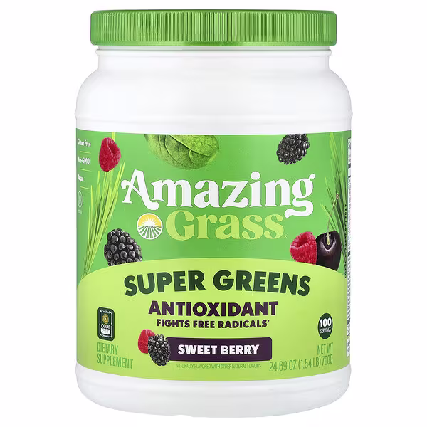 Amazing Grass, Super Greens, Antioxidant, Sweet Berry, 1.54 lb (700 g)