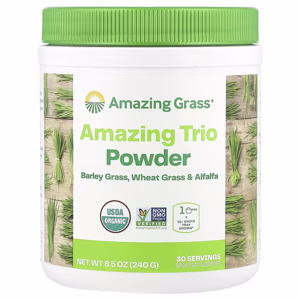 Amazing Grass, Amazing Trio Powder, Barley Grass, Wheat Grass & Alfalfa, 8.5 oz (240 g)