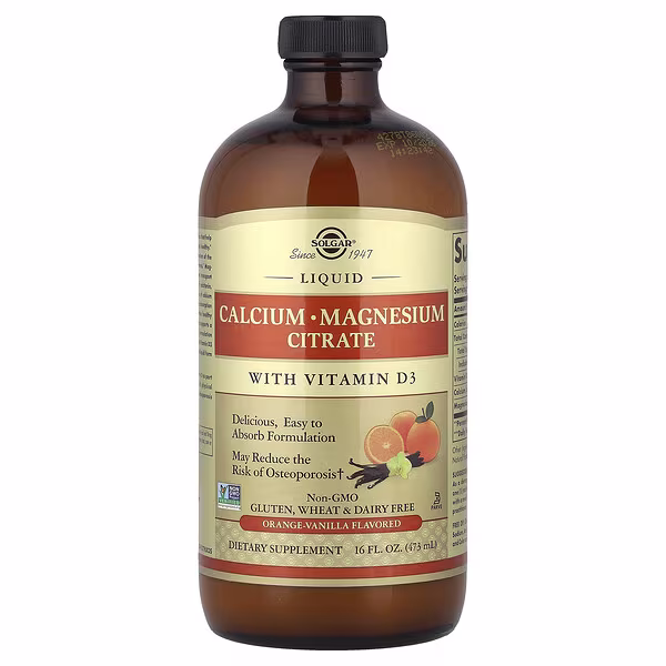 Solgar, Liquid Calcium Magnesium Citrate with Vitamin D3, Orange-Vanilla, 16 fl oz (473 ml)