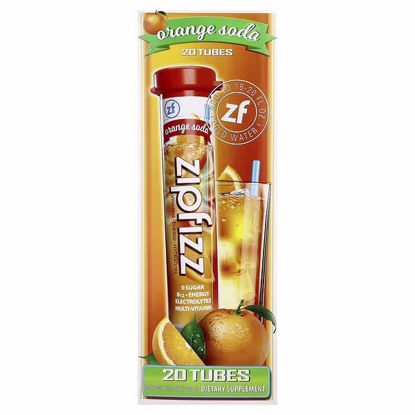 Zipfizz, Energy Drink Mix, Orange Soda, 20 Tubes, 0.39 oz (11 g) Each