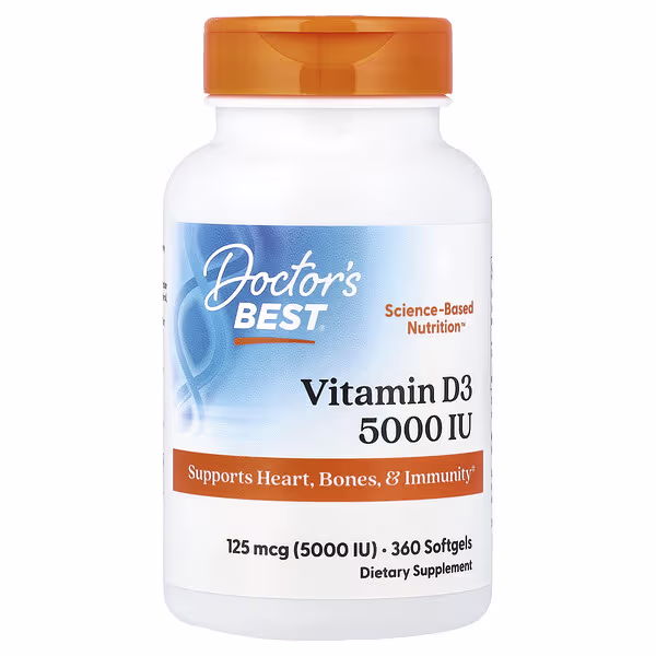 Doctor's Best, Vitamin D3, 125 mcg (5,000 IU), 360 Softgels