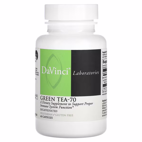 DaVinci Laboratories, Green Tea-70, Decaffeinated, 60 Capsules