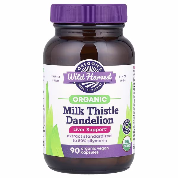 Oregon's Wild Harvest, Organic Milk Thistle Dandelion, 90 Organic Vegan Capsules