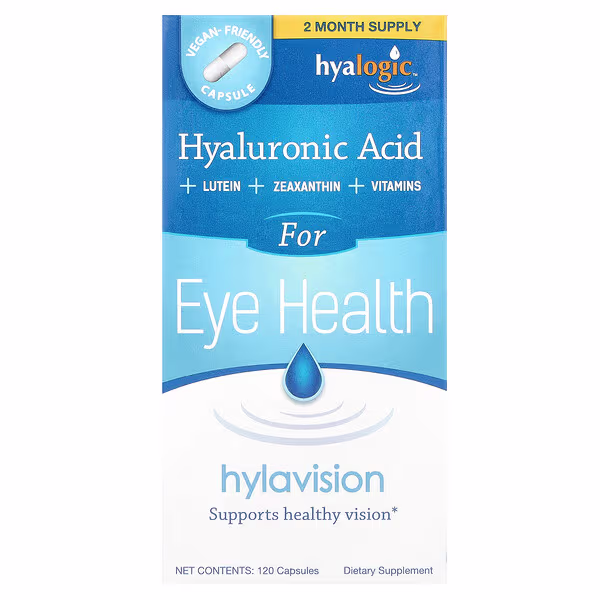 Hyalogic, Hylavision, Hyaluronic Acid + Lutein + Zeaxathin + Vitamins, 120 Capsules