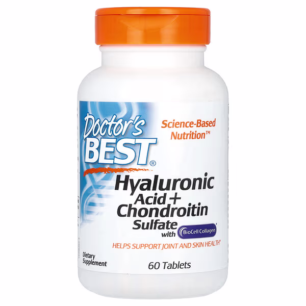 Doctor's Best, Hyaluronic Acid + Chondroitin Sulfate with BioCell Collagen, 60 Tablets
